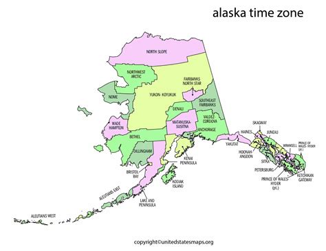 Map of Alaska Time Zones