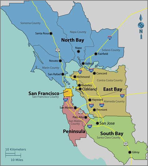 MAP Map Of Bay Area Counties