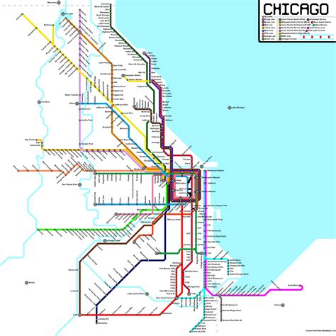 Map of Chicago L Trains