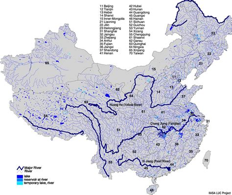 Map of China with Rivers