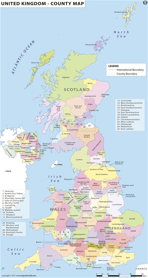 Map of Counties of UK