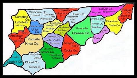 Map of East TN counties