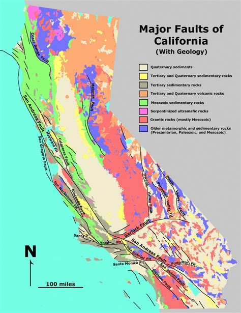 map of fault lines in california