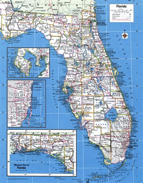 A map of Florida counties and cities