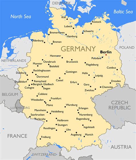 Map of Germany with cities