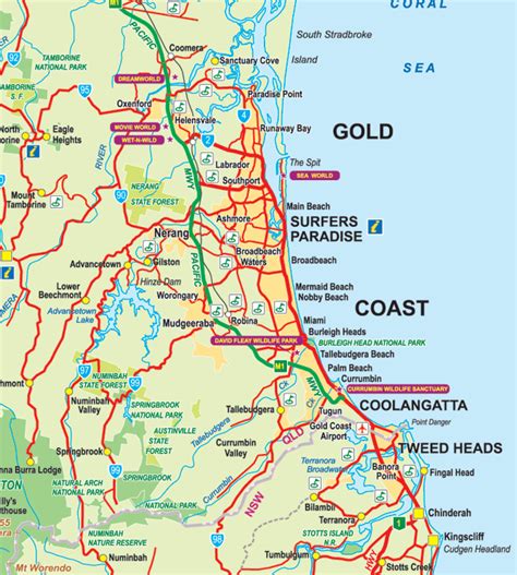 Map of Gold Coast in Australia