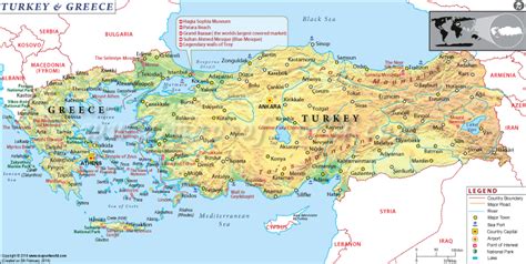 Map of Greece and Turkey