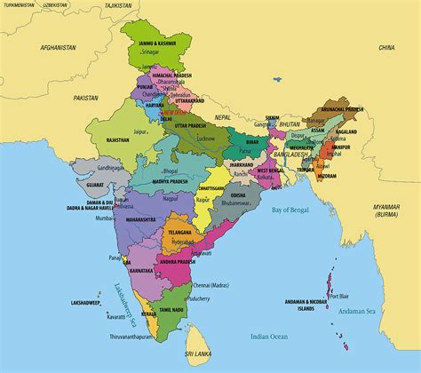 Map of India with States