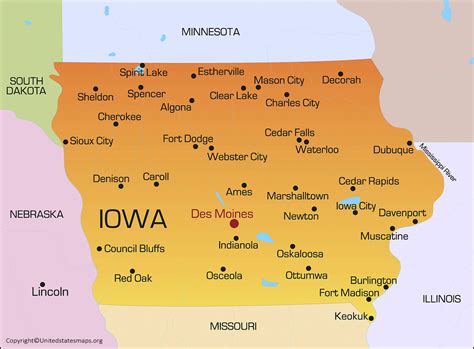 MAP of Iowa with Cities