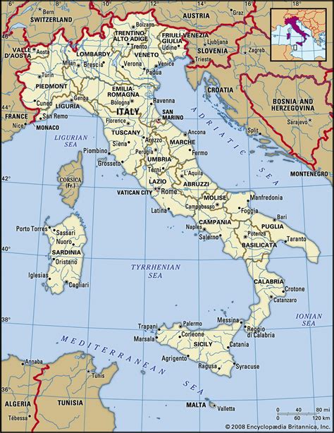 Map of Italy with Cities