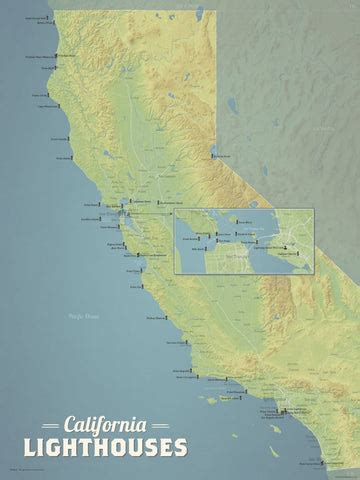 Map of Lighthouses in California