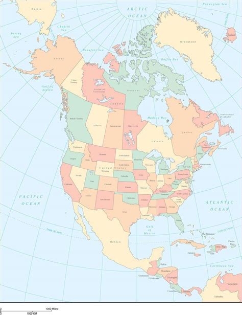 Map of North America with States