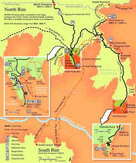 Map of North Rim of Grand Canyon