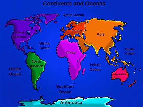 Map of Oceans and Continents