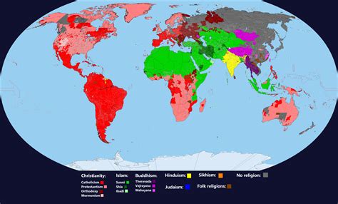 Map of Religions in the World