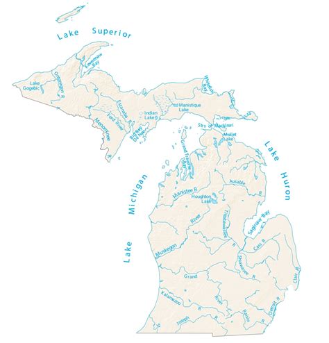 Map of rivers in Michigan