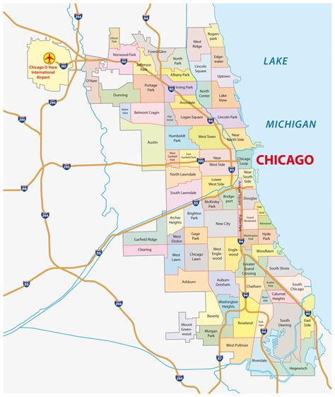 Illustration of a map of suburbs of Chicago