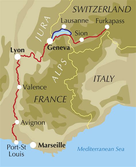 A map of the Rhone river
