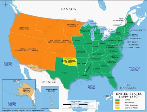 Map of the United States from 1850