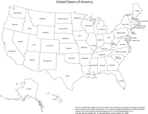 Map of the United States without names
