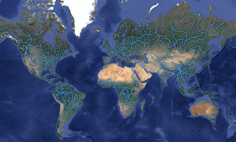 Illustration of world map with rivers