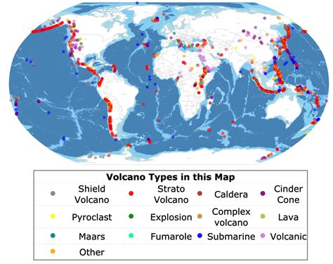 Map of the World with Volcanoes