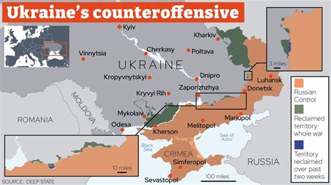 Map of Ukraine and Russia