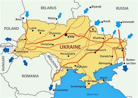 Map of Ukraine and surrounding countries