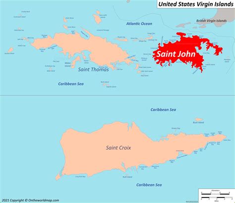 Map of US Virgin Islands St John