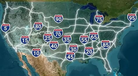Map of US with interstate highways