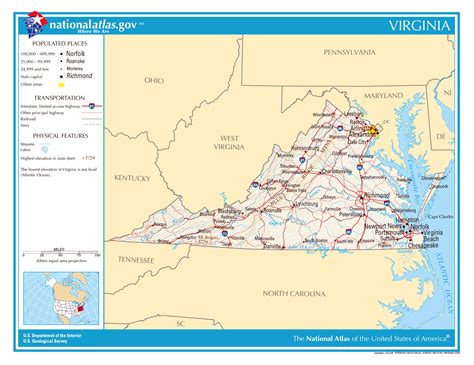 Map of Virginia with cities