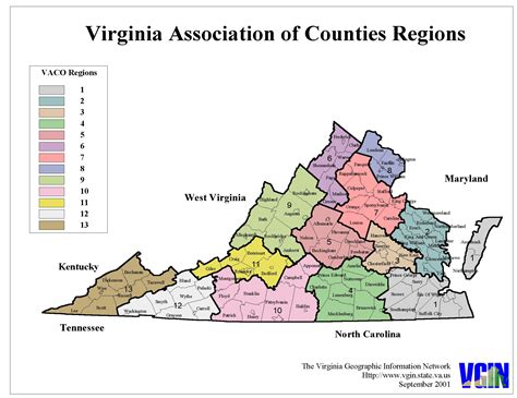 Virginia map with regions