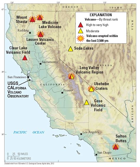 Map of Volcanoes in California