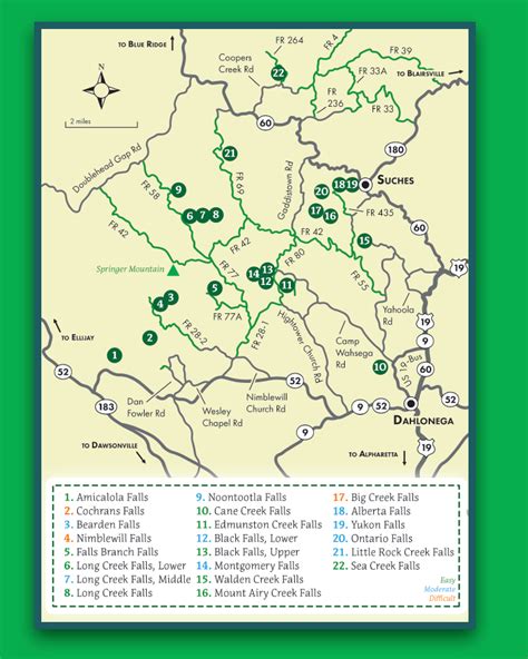 Map of Waterfalls in Georgia
