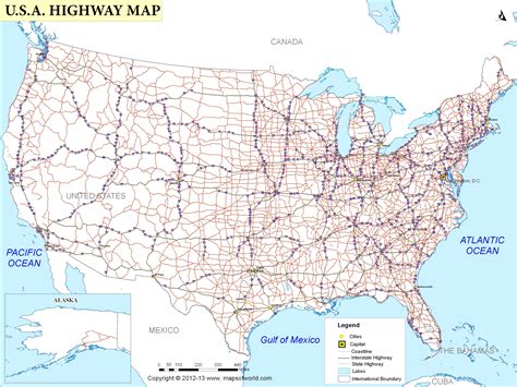 A Map with highways of the United States