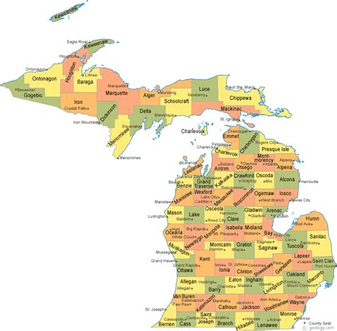 Michigan County Map With Cities