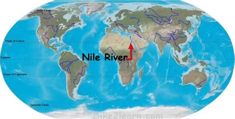 Map of Nile River on World Map