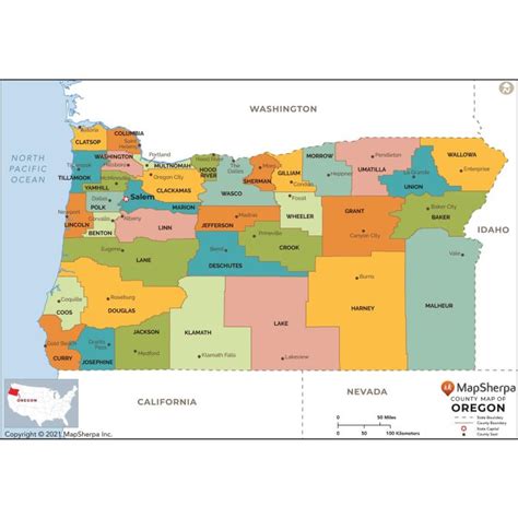 Oregon Counties Map With Cities