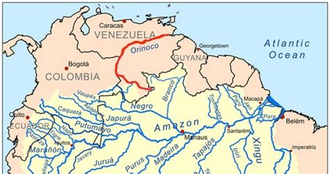 A map with Orinoco River