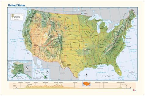 MAP Physical Features Map of USA