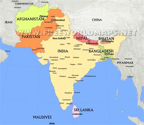 political map of South Asia
