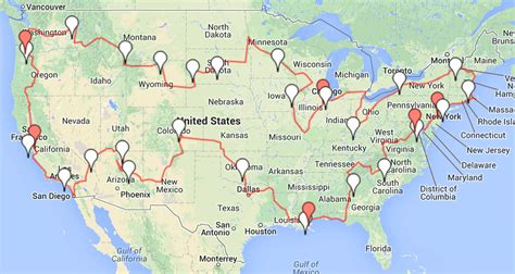 Road Trip Map of USA