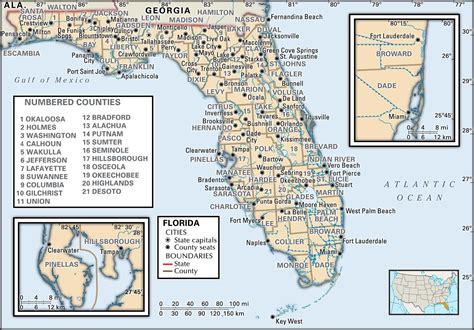 Map of Florida with cities