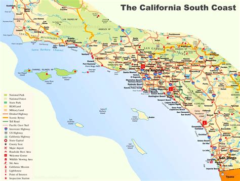 map of Southern Coast of California