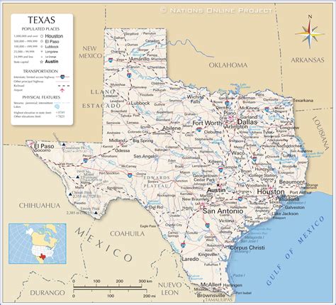 Map of Texas in the USA