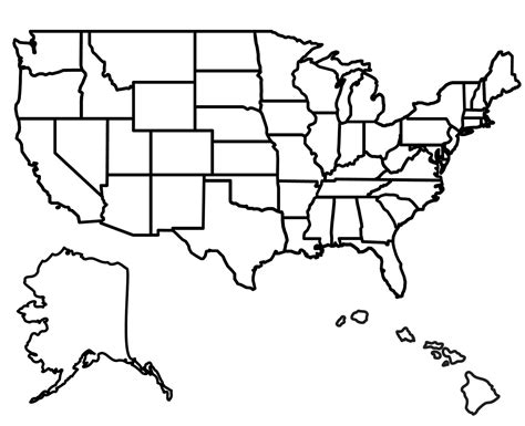 A map of the United States with various geographical features