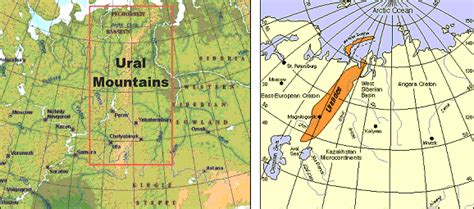 Ural Mountains Map on World Map
