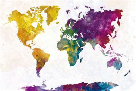 Watercolor Map Of The World