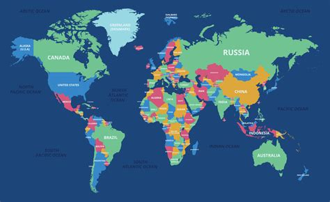 World map with countries names
