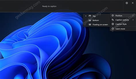 Change Caption Position in Windows 11
